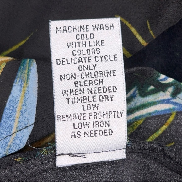 XL COUNTERPARTS BLACK FLORAL TROPICAL PRINT BLOUSE  LONG SLEEVE GREEN - Picture 6 of 13